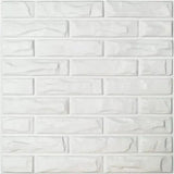 PVC 3D Wall Panels White Brick Wall Tiles, 19.7" X 19.7" (12 Pack) - Furniture4Design