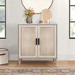 Rattan Storage Cabinet, Cabinet with Handmade Natural Rattan Doors, Non-Slip - Furniture4Design