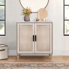 Rattan Storage Cabinet, Cabinet with Handmade Natural Rattan Doors, Non-Slip - Furniture4Design