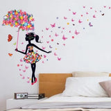 Removable Flower Butterfly Girl Sticker Decal Vinyl Mural 3D Wall Art Home Decor - Furniture4Design