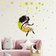 Removable Flower Girl Moon Stars Sticker Decal Vinyl Mural 3D Wall Art Home Deco - Furniture4Design