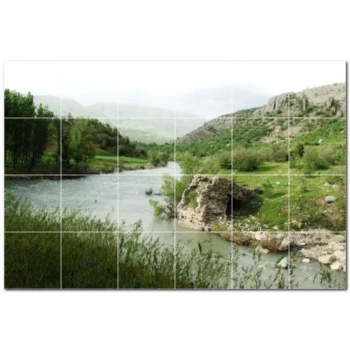 River Ceramic Tile Wall Mural PT500900. 72" W x 48" H (24) 12x12 tiles - Furniture4Design