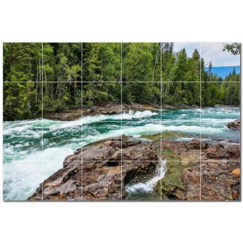 River Ceramic Tile Wall Mural PT500904. 72" W x 48" H (24) 12x12 tiles - Furniture4Design