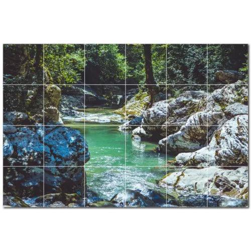 River Ceramic Tile Wall Mural PT500910. 72" W x 48" H (24) 12x12 tiles - Furniture4Design