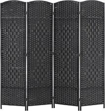 Room Divider 4 Panel Room Screen Divider Wooden Screen Folding Portable, Black - Furniture4Design