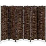 Room Divider 6 Panel Folding Privacy Divider 6 Ft Indoor Wall Divider Brown - Furniture4Design