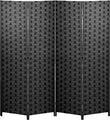 Room Divider Wood Screen 4 Panel Wood Mesh Woven Design Room Screen Divider - Furniture4Design