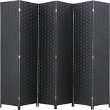 Room Divider Wood Screen 6 Panel Folding Portable Partition Screen Wood Mesh - Furniture4Design