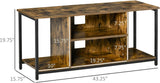 Rustic Brown TV Stand with Open Storage Shelves for TVs Up to 55 Inches - Furniture4Design