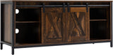 Rustic Brown TV Stand with Sliding Barn Doors and Ample Storage for TVs up to 60 Inches - Furniture4Design