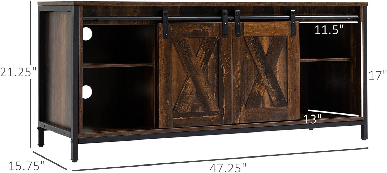 Rustic Brown TV Stand with Sliding Barn Doors and Ample Storage for TVs up to 60 Inches - Furniture4Design