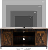 Rustic Brown TV Stand with Sliding Barn Doors and Ample Storage for TVs up to 60 Inches - Furniture4Design