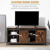 Rustic Brown TV Stand with Sliding Barn Doors and Ample Storage for TVs up to 60 Inches - Furniture4Design