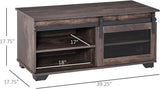 Rustic Farmhouse Coffee Table with Sliding Barn Door and Adjustable Shelf, Dark Brown - Furniture4Design