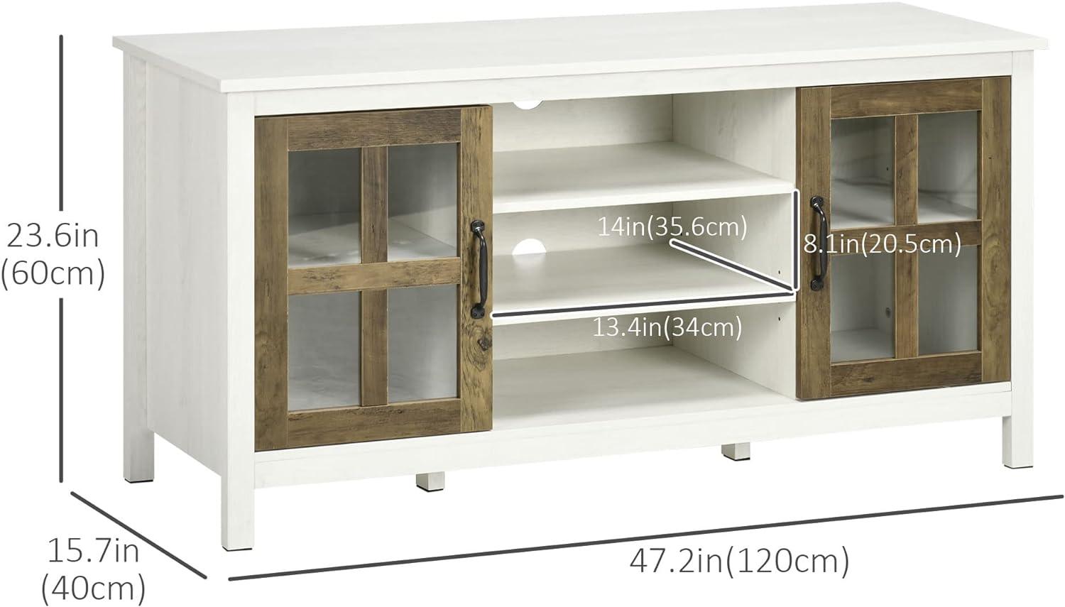 Rustic Farmhouse Style TV Stand with Adjustable Shelves for TVs up to 55 Inches, White - Furniture4Design