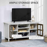 Rustic Farmhouse Style TV Stand with Adjustable Shelves for TVs up to 55 Inches, White - Furniture4Design