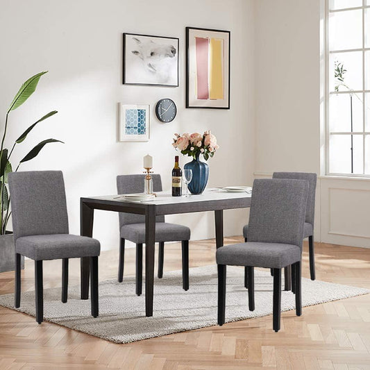 Set of 4 Grey Parsons Chairs for Home Kitchen Living Room Dining - Furniture4Design