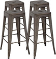 Set of 4 Stackable Metal Bar Stools with Backless Design - Furniture4Design