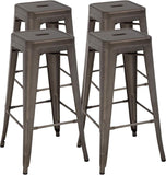 Set of 4 Stackable Metal Bar Stools with Backless Design - Furniture4Design