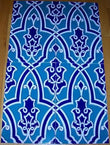 Set of 5 Light & Cobalt Blue Floral 9 7/8" x 15 3/4" Raised Turkish Ceramic Tile - Furniture4Design