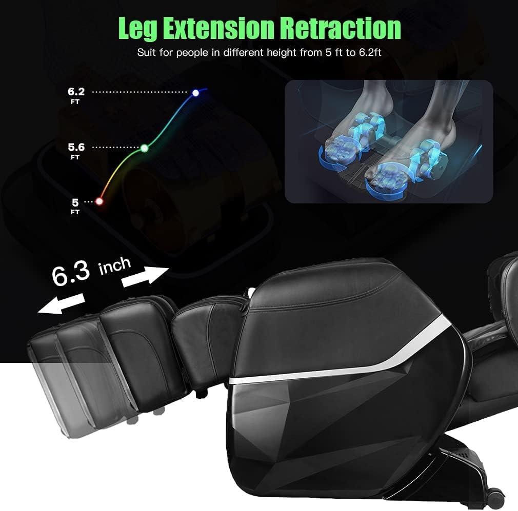 Shiatsu Zero Gravity Full Body Massage Chair with Heat Therapy and Foot Roller - Black - Furniture4Design