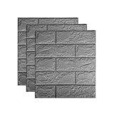 Silver 3D Tile Brick Wall Sticker Self-adhesive Foam Panel Wallpaper 14.5 SQ FT - Furniture4Design