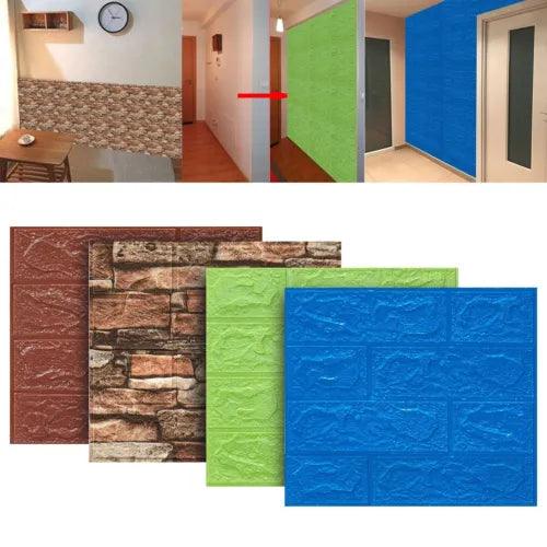 Soft Foam Panels Wall Sticker 10 PCS 350x300mm Self-adhesive Tile Stone Brick - Furniture4Design