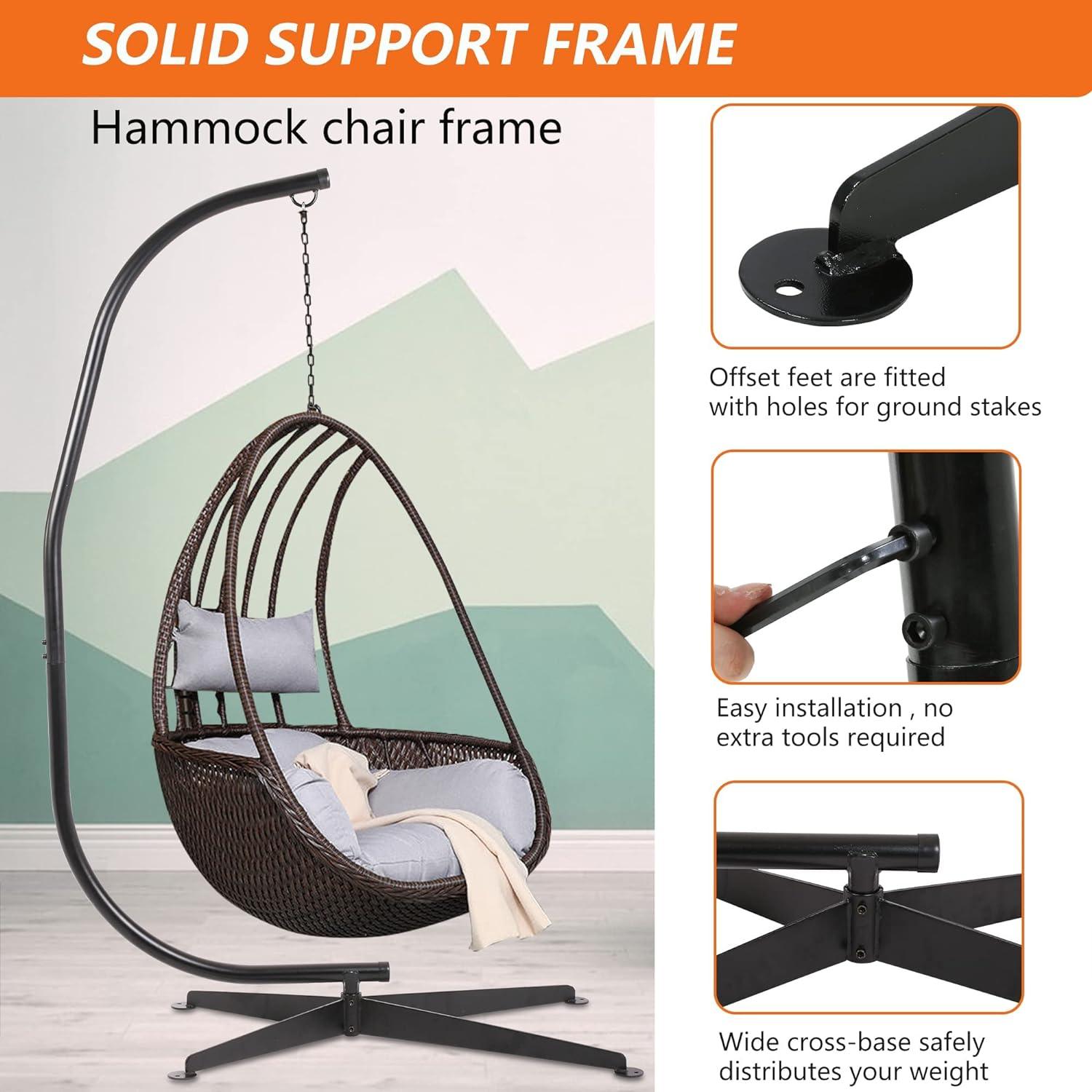 Steel Hammock Chair Stand for Indoor and Outdoor Use - Furniture4Design