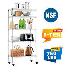 ﻿Storage Shelves Heavy Duty Shelving 5 Tier Layer Wire Shelving Unit with Wheels - Furniture4Design