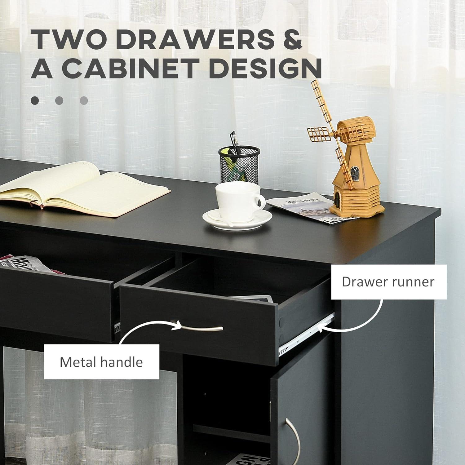 Study Writing Desk with Adjustable Shelf and Cabinet Storage - Furniture4Design