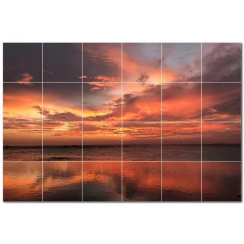 Sunset Ceramic Tile Wall Mural PT500960. 25.5" W x 17" H (24) 4.25 tiles - Furniture4Design