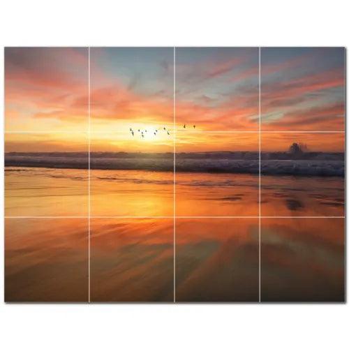 Sunset Ceramic Tile Wall Mural PT500971. 32" W x 24" H (12) 8x8 tiles - Furniture4Design