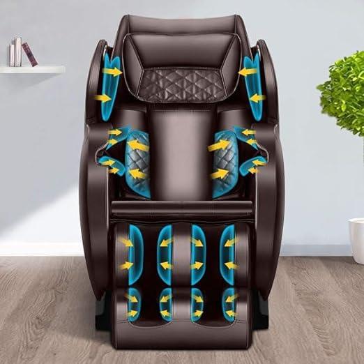 Ultimate Relaxation Zero Gravity Massage Chair with Airbags & Heating Vibration, Brown - Furniture4Design