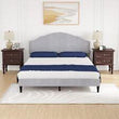 Upholstered Platform Bed Frame with Fabric Headboard and Wooden Slats Support - Furniture4Design