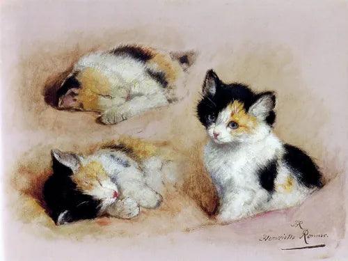 Waking Kitten H. Ronner-Knip cat pet Tile Mural Wall Backsplash Marble Ceramic - Furniture4Design