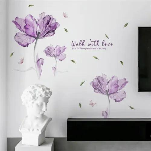 Wall Sticker 3D Lotus Flowers Decal Vinyl Mural Art Living Bedroom Home Decor - Furniture4Design