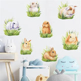 WALL STICKER ANIMAL DECAL RABBITS BUNNY VINYL MURAL ART KIDS ROOM DIY HOME DECOR - Furniture4Design