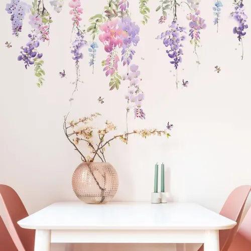 WALL STICKER FLOWER DECAL HANGING VINES FLORAL VINYL MURAL ART HOME ROOM DECOR - Furniture4Design