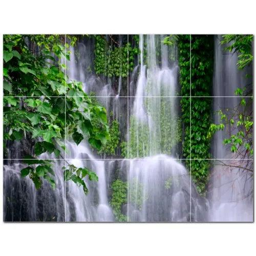 Waterfalls Ceramic Tile Wall Mural PT501092. 32" W x 24" H (12) 8x8 tiles - Furniture4Design