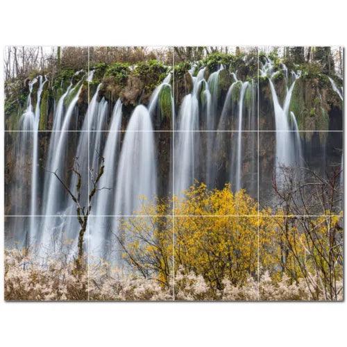 Waterfalls Ceramic Tile Wall Mural PT501094. 24" W x 18" H (12) 6x6 tiles - Furniture4Design