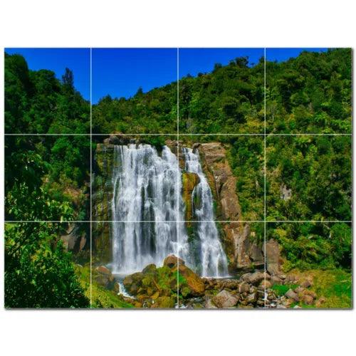 Waterfalls Ceramic Tile Wall Mural PT501099. 32" W x 24" H (12) 8x8 tiles - Furniture4Design