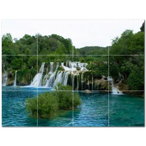 Waterfalls Ceramic Tile Wall Mural PT501113. 32" W x 24" H (12) 8x8 tiles - Furniture4Design