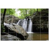 Waterfalls Ceramic Tile Wall Mural PT501120. 72" W x 48" H (24) 12x12 tiles - Furniture4Design