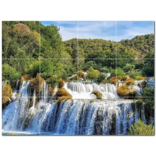 Waterfalls Ceramic Tile Wall Mural PT501122. 24" W x 18" H (12) 6x6 tiles - Furniture4Design