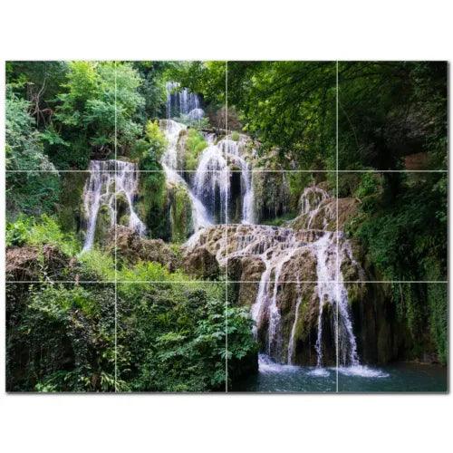 Waterfalls Ceramic Tile Wall Mural PT501128. 24" W x 18" H (12) 6x6 tiles - Furniture4Design