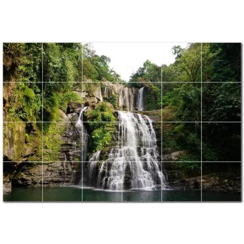 Waterfalls Ceramic Tile Wall Mural PT501141. 72" W x 48" H (24) 12x12 tiles - Furniture4Design