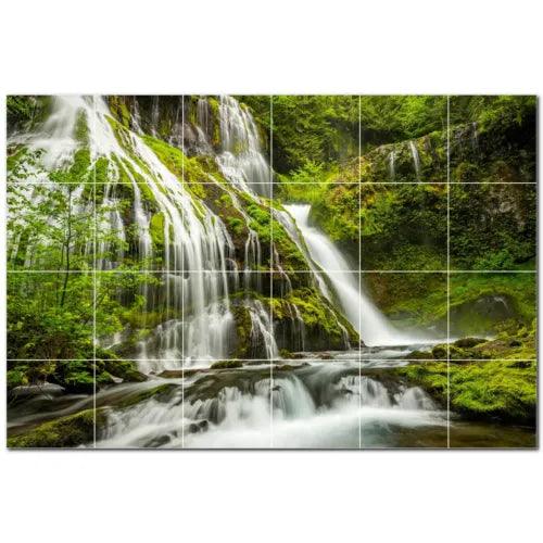 Waterfalls Ceramic Tile Wall Mural PT501147. 72" W x 48" H (24) 12x12 tiles - Furniture4Design