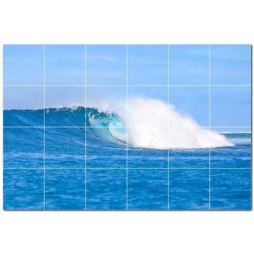 Waves Ceramic Tile Wall Mural PT501165. 36" W x 24" H (24) 6x6 tiles - Furniture4Design