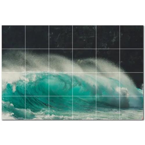 Waves Ceramic Tile Wall Mural PT501175. 72" W x 48" H (24) 12x12 tiles - Furniture4Design