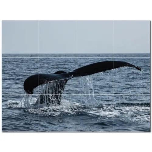 Whale Ceramic Tile Wall Mural PT501193. 48" W x 36" H (12) 12x12 tiles - Furniture4Design